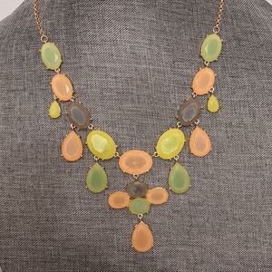 Vintage green & orange bead statement necklace